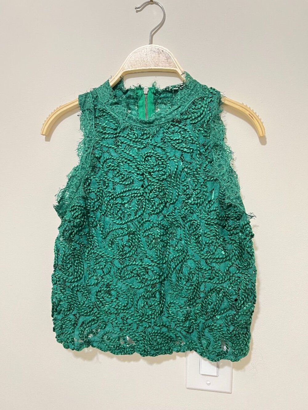 Zara green lace embroidered shirt